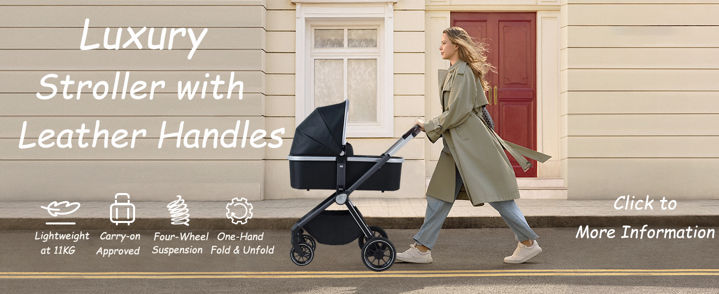 Luxury Stroller with Leather Handles